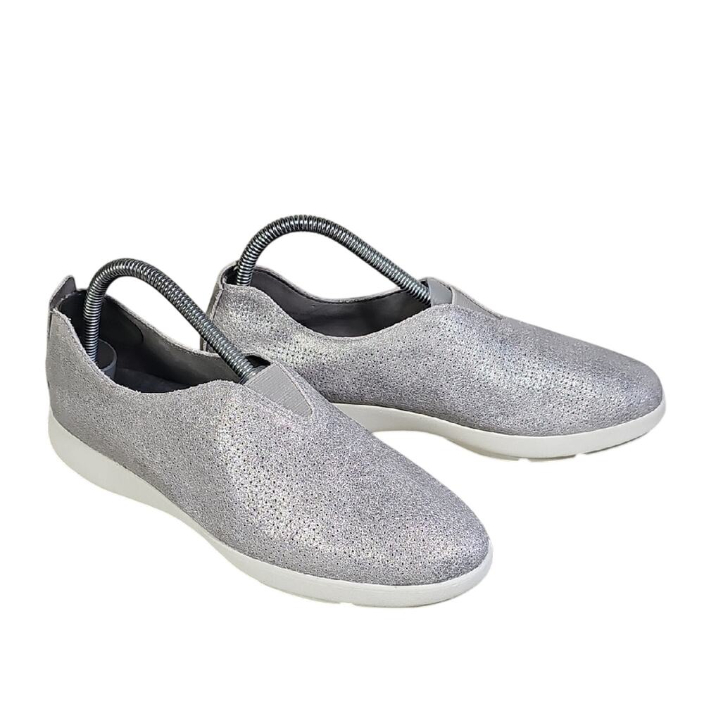Abeo Metallic Silver Slip-On Sneakers